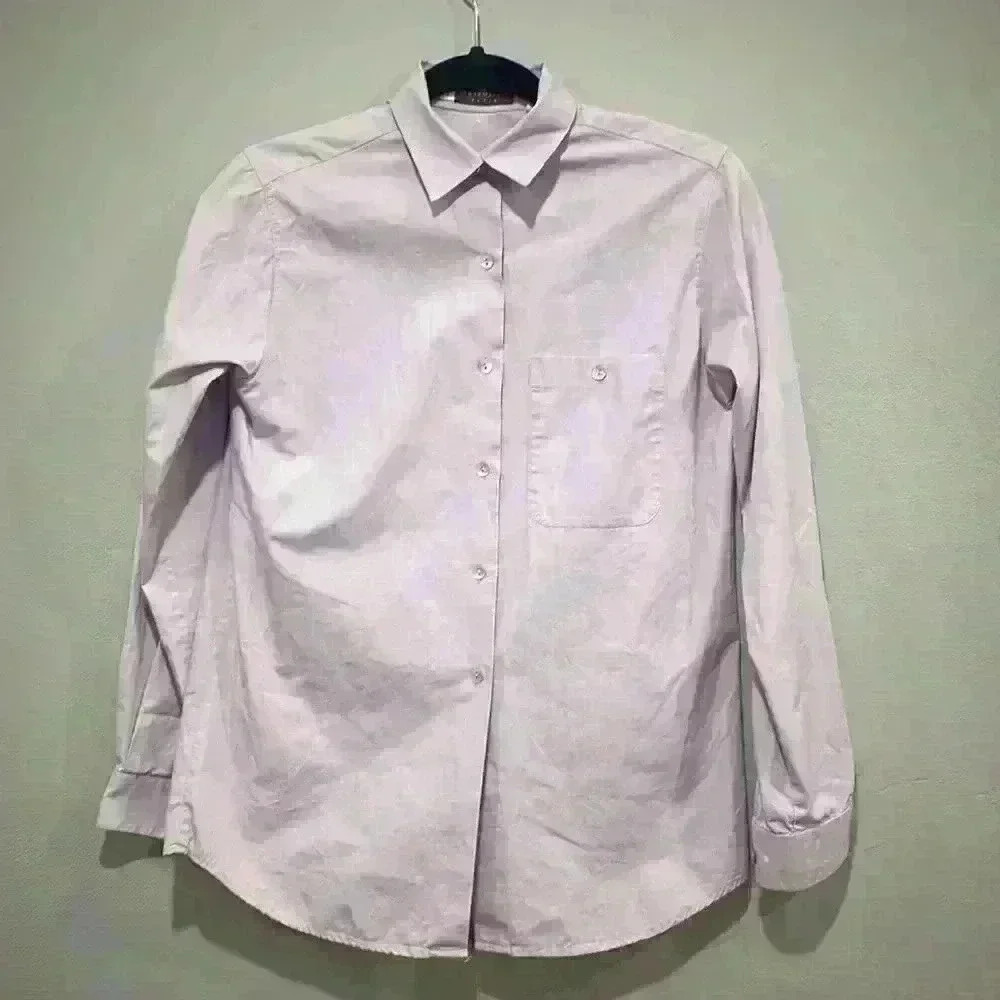 LeBon Marche size 1 purple button down shirt 100% cotton made in France
